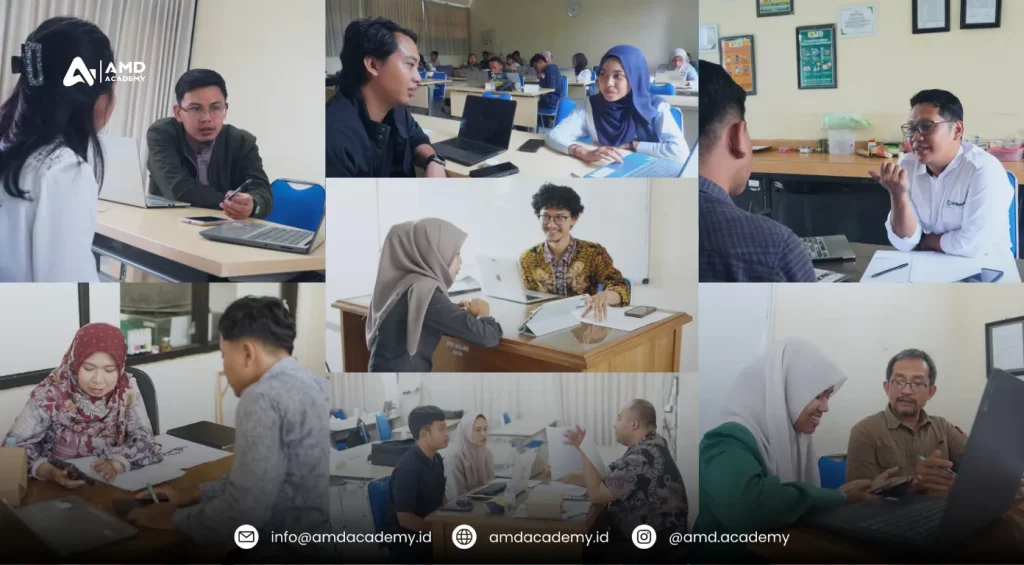 Gambar menampilkan pelaksanaan asesmen sertifikasi BNSP antara asesor dan asesi peserta sertifikasi