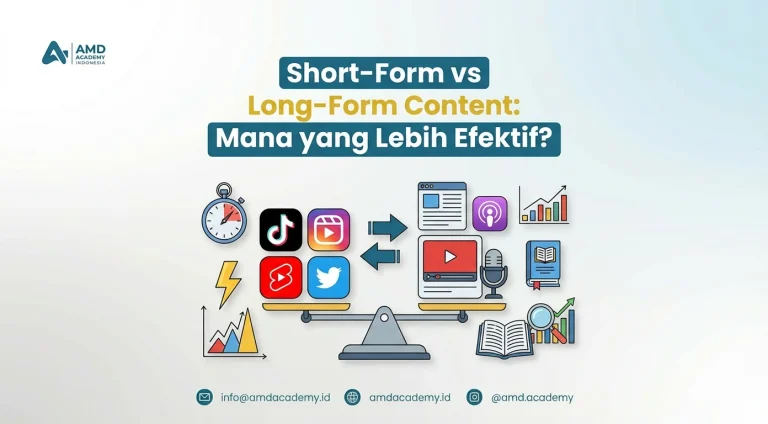 Poster cover yang membahas short-term vs long-term content: mana yang lebih efektif?