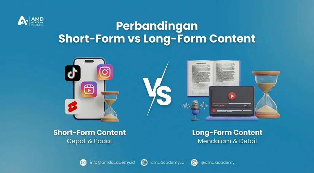 Ilustrasi mengenai perbandingan antara short-form content dan long-form content