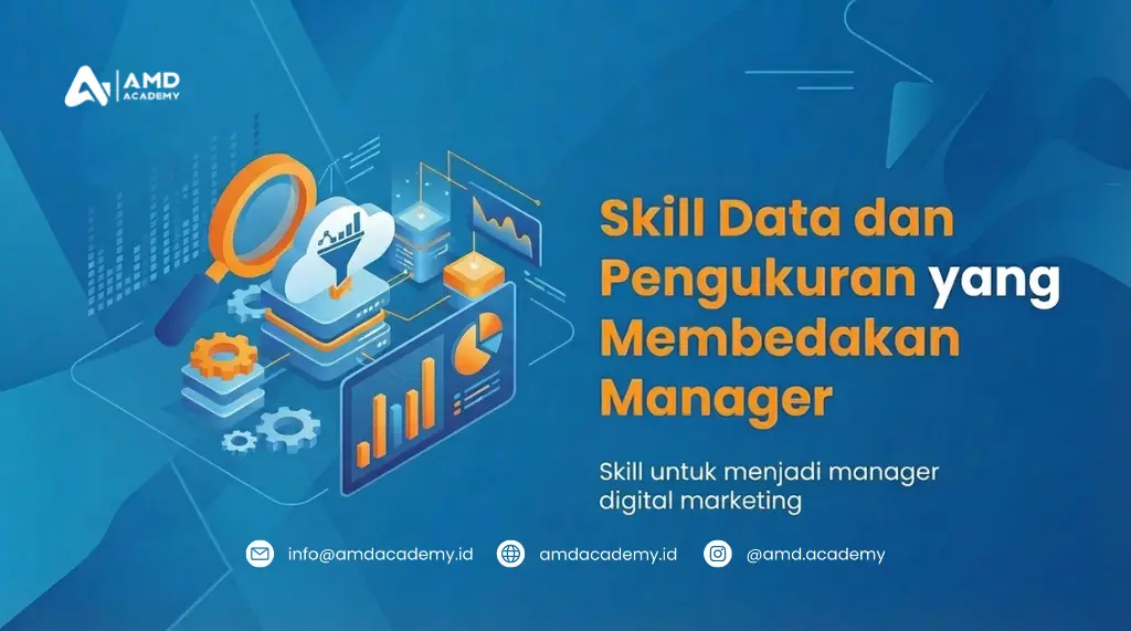 Infografik skill data & pengukuran dalam pelatihan dan sertifikasi BNSP untuk manager digital marketing.