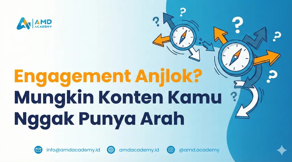 Ilustrasi masalah engagement konten turun akibat kurangnya arah strategi, yang dapat diperbaiki lewat pelatihan dan sertifikasi BNSP.