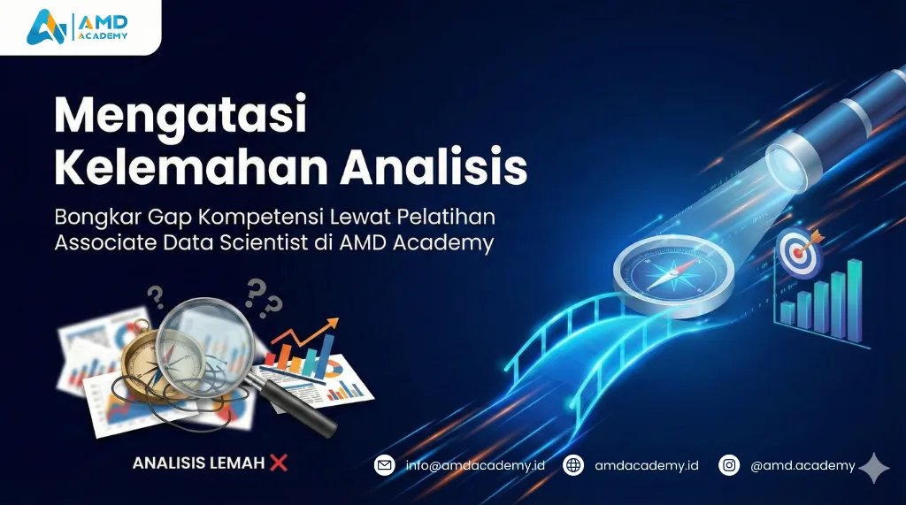 Program pelatihan dan sertifikasi BNSP Associate Data Scientist di AMD Academy sebagai solusi mengatasi kelemahan analisis.