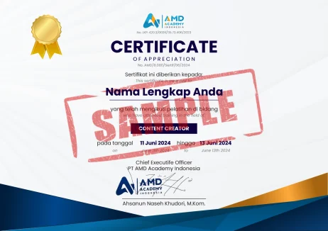 Sertifikat CC AMD Pelatihan dan Sertifikasi BNSP