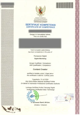 Sertifikat CC BNSP Sertifikat BNSP