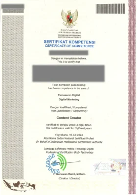 Sertifikat CC BNSP Sertifikat BNSP